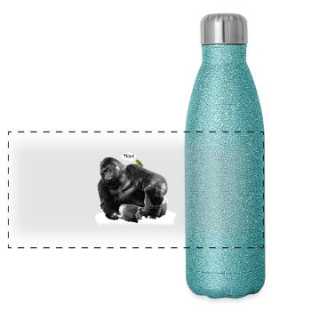 Gorilla - Panorama Glitzer Isolierflasche 500 ml - Blau Glitzer - Vorne