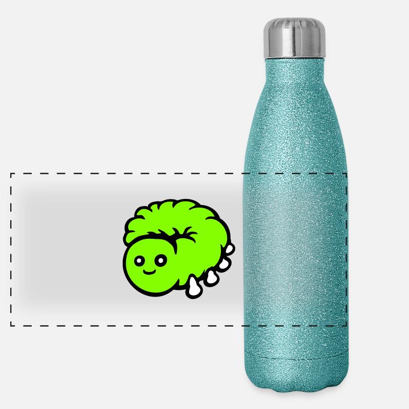 Chenille mignonne petite larve amicale ver heureux Gourde isotherme panoramique pailletée 500 ml