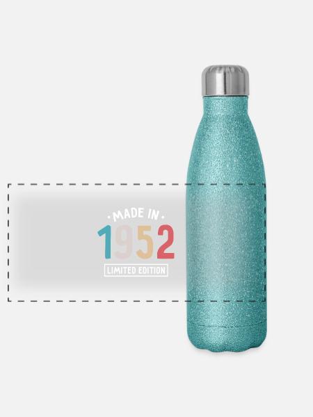 Made in 1952 - Limited Edition - Year of birth - Panoramic Glitter Thermal Bottle 500 ml - blue glitter - Front