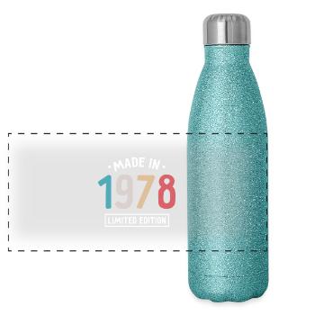 Made in 1978 - Limited Edition - Year of birth - Panoramic Glitter Thermal Bottle 500 ml - blue glitter - Front