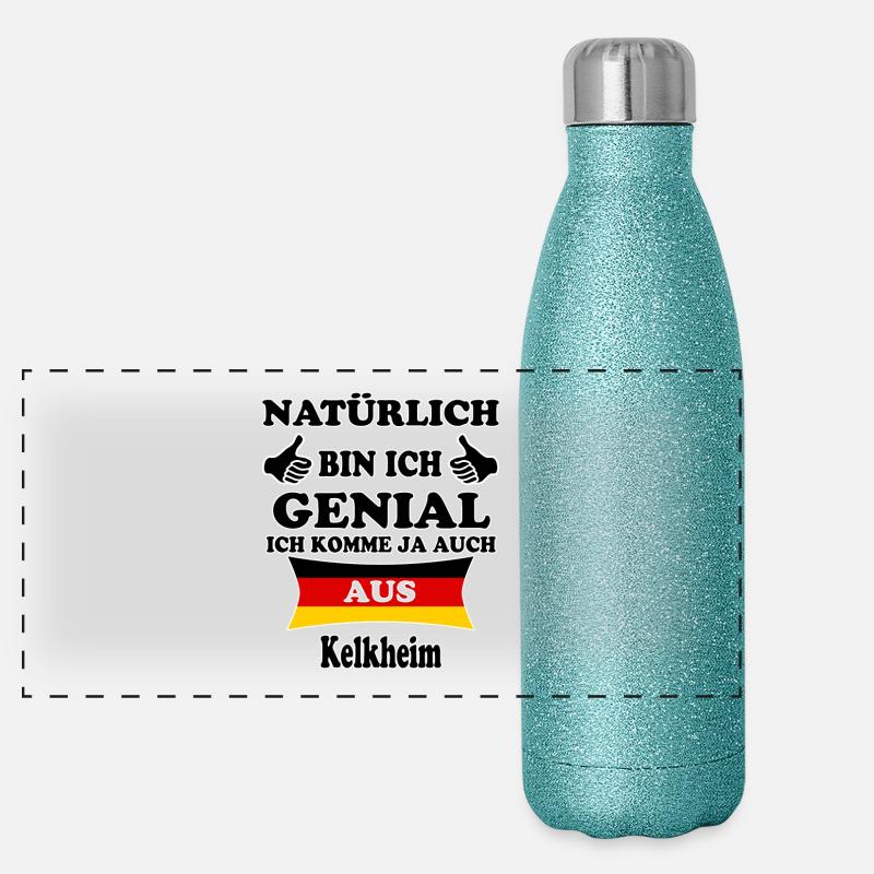 Geschenk Genial komme aus Kelkheim Panorama Glitzer Isolierflasche 500 ml