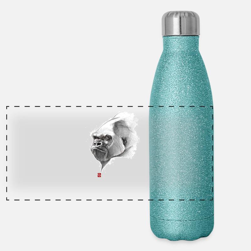 Flüchtiger Gorilla Panorama Glitzer Isolierflasche 500 ml