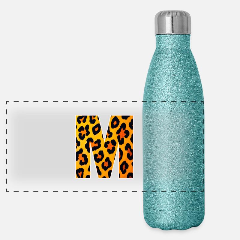 Lettre M du léopard Gourde isotherme panoramique pailletée 500 ml