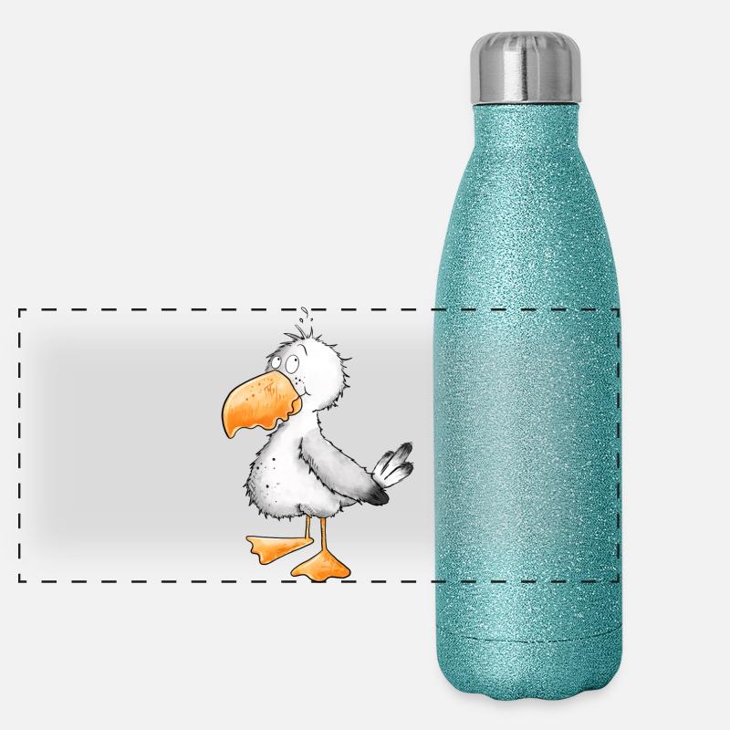 Drollige Möwe I Nordsee Urlaub Gourde isotherme panoramique pailletée 500 ml