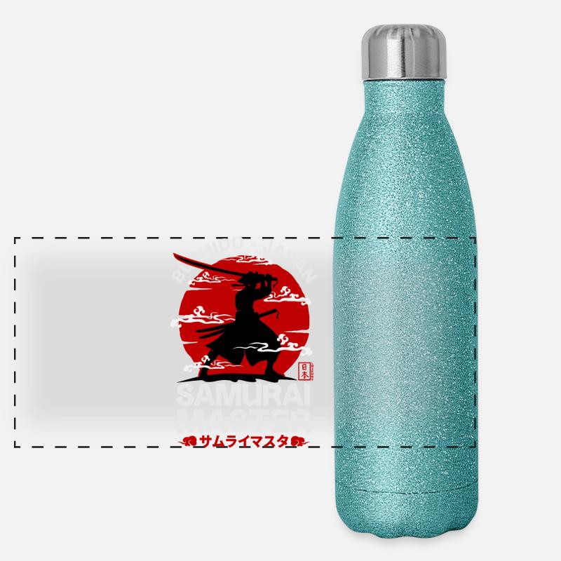 Samurai master series - bushido japan: Black Panoramic Glitter Thermal Bottle 500 ml
