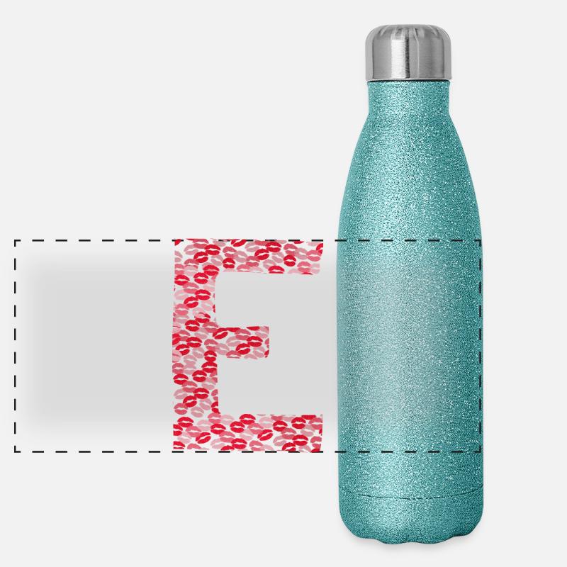 Lettre E - tshirt bisous Gourde isotherme panoramique pailletée 500 ml