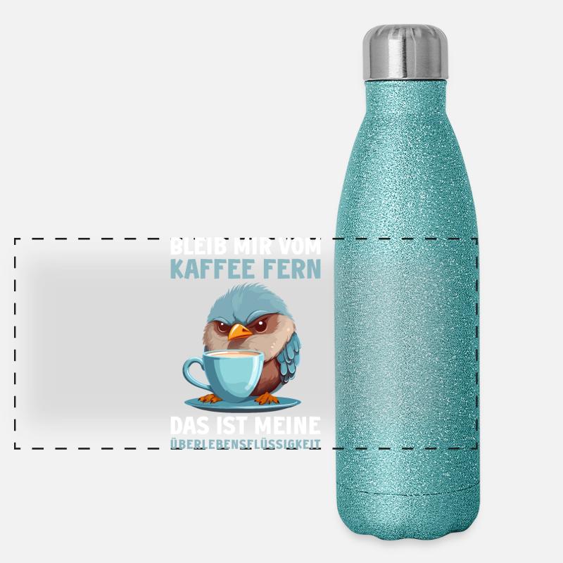 Lustig Vogel Kaffee Vögel Kaffeeliebhaber Spruch Panorama Glitzer Isolierflasche 500 ml