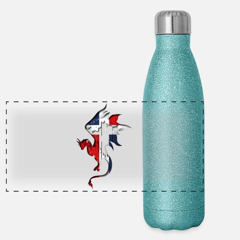 Drapeau de la République dominicaine Gourde isotherme panoramique pailletée 500 ml
