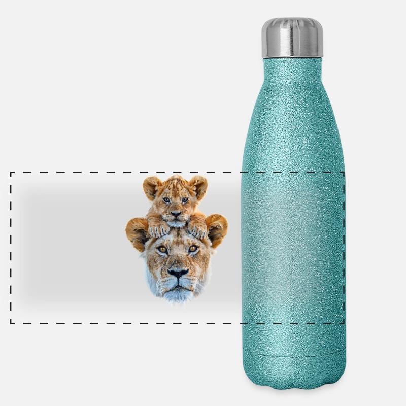 Mère lione avec un petit Gourde isotherme panoramique pailletée 500 ml