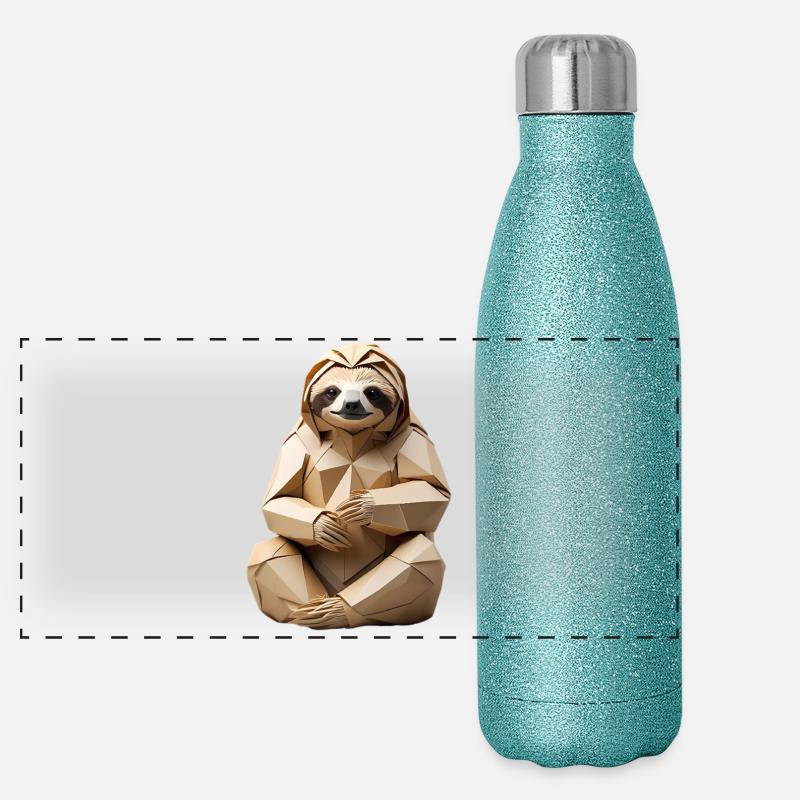 Polygon Sloth Snuggle Design Panoramic Glitter Thermal Bottle 500 ml