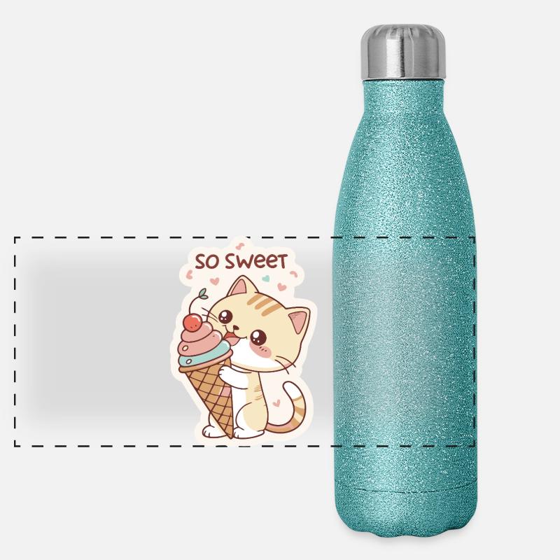 Chat gourmande et cornet pastel Gourde isotherme panoramique pailletée 500 ml