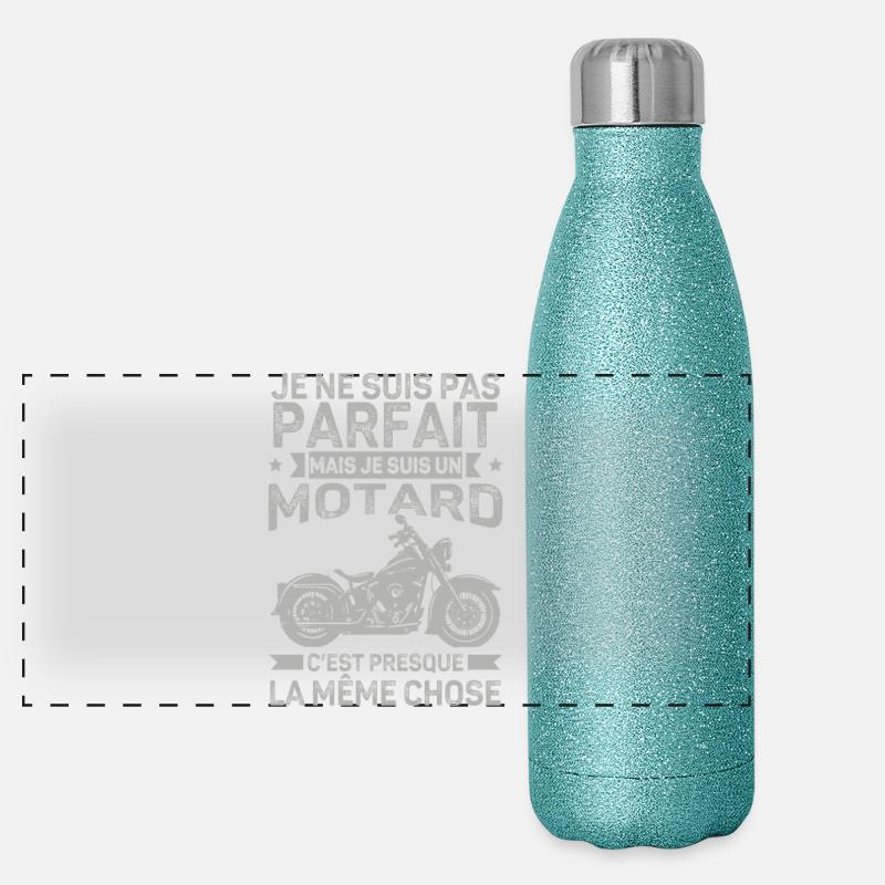 Biker Not Perfect Humor Motorcycle Panoramic Glitter Thermal Bottle 500 ml