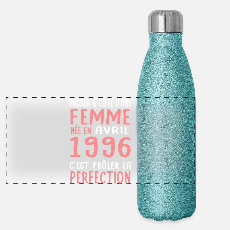 Anniversaire 30 ans - Née en Avril 1996 Gourde isotherme panoramique pailletée 500 ml