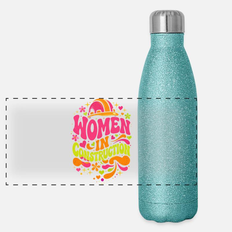 Frauen im Bau Handwerkerinnen Power Panorama Glitzer Isolierflasche 500 ml
