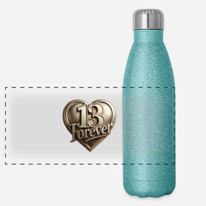 13forever in Herzform Panorama Glitzer Isolierflasche 500 ml