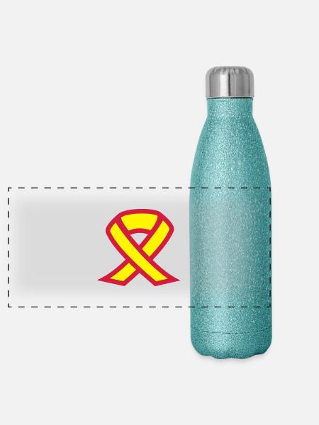 Super-AIDS-Schleife - Panorama Glitzer Isolierflasche 500 ml - Blau Glitzer - Vorne