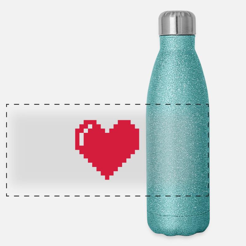 Pixel Love - Panorama Glitzer Isolierflasche 500 ml - Blau Glitzer