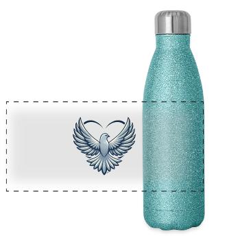 Colombe de l’Amour - Gourde isotherme panoramique pailletée 500 ml - paillettes bleues - Devant