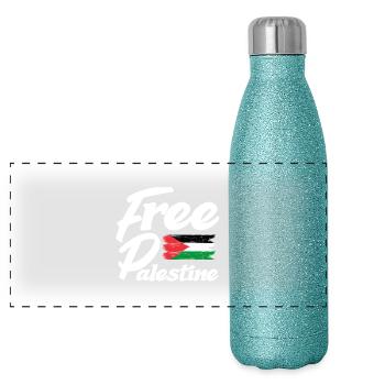 Drapeau de la Palestine - Gourde isotherme panoramique pailletée 500 ml - paillettes bleues - Devant