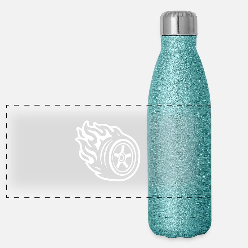 Brennender Autoreifen Panorama Glitzer Isolierflasche 500 ml