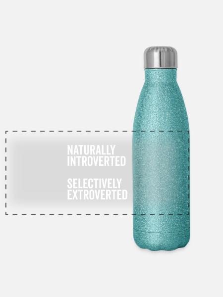 Naturally Introverted Selectively Extroverted - Panoramic Glitter Thermal Bottle 500 ml - blue glitter - Front