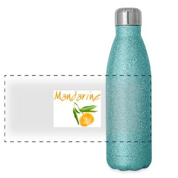 Mandarine - Panorama Glitzer Isolierflasche 500 ml - Blau Glitzer - Vorne
