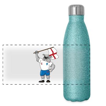 ANGLETERRE Football Britain Football Bulldog Bulldog - Gourde isotherme panoramique pailletée 500 ml - paillettes bleues - Devant