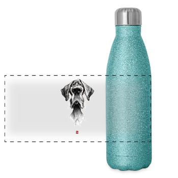 Sketchy Dog - Panoramic Glitter Thermal Bottle 500 ml - blue glitter - Front