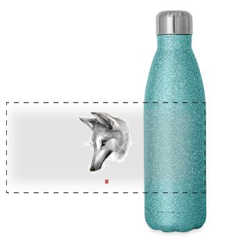 Sketchy Wolf - Panoramic Glitter Thermal Bottle 500 ml - blue glitter - Front