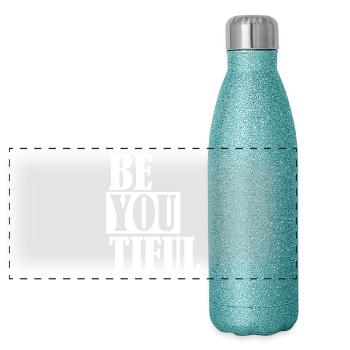 Belle belle merveilleuse w - Gourde isotherme panoramique pailletée 500 ml - paillettes bleues - Devant