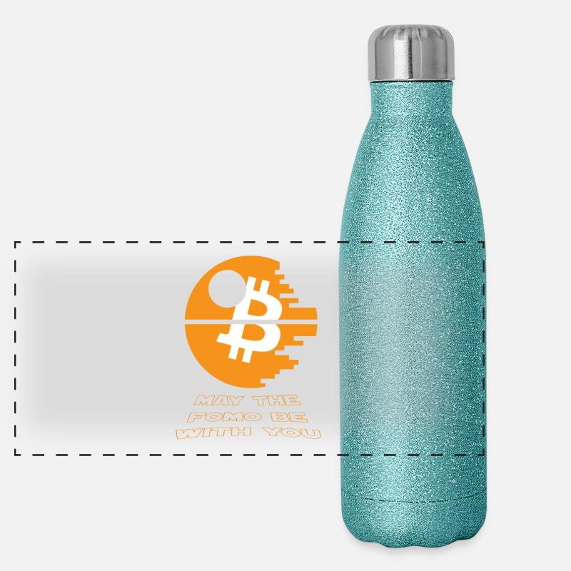 Bitcoin Star and Wars 2018 - Étoile de la mort - Crypto Gourde isotherme panoramique pailletée 500 ml