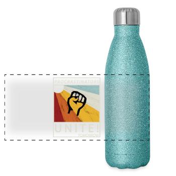 Procrastinators Unite Tomorrow Paresse son cadeau - Gourde isotherme panoramique pailletée 500 ml - paillettes bleues - Devant