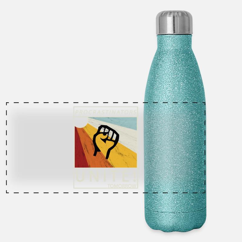 Procrastinators Unite Tomorrow Faul sein Geschenk - Panorama Glitzer Isolierflasche 500 ml - Blau Glitzer