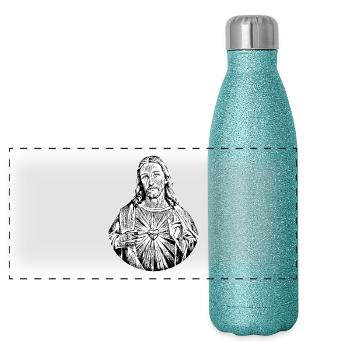 Jésus Noir Jésus Christ * Jésus Noir - Gourde isotherme panoramique pailletée 500 ml - paillettes bleues - Devant