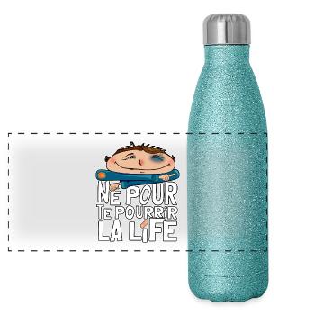 Né pour te pourrir la life - Gourde isotherme panoramique pailletée 500 ml - paillettes bleues - Devant