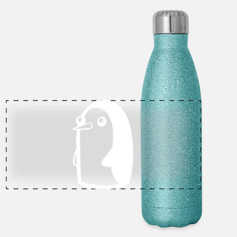 Caricature de pingouin Gourde isotherme panoramique pailletée 500 ml