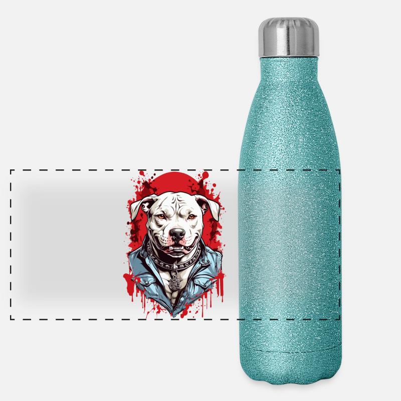 Race de chien Pitbulls Gourde isotherme panoramique pailletée 500 ml