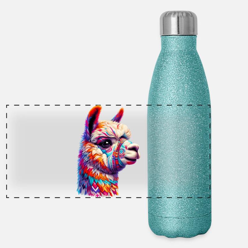 Alpaka Panorama Glitzer Isolierflasche 500 ml
