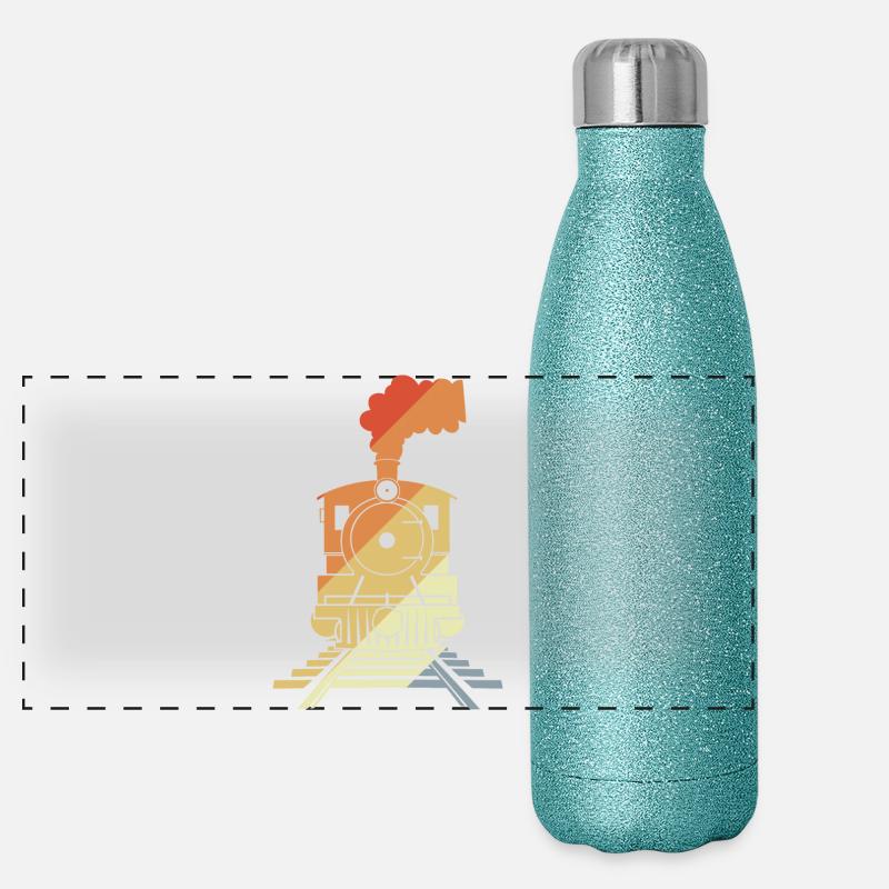 Dessin de chemin de fer Style vintage Gourde isotherme panoramique pailletée 500 ml