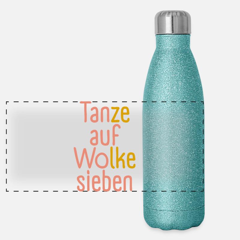 Tanze auf Wolke sieben! - Panorama Glitzer Isolierflasche 500 ml - Blau Glitzer