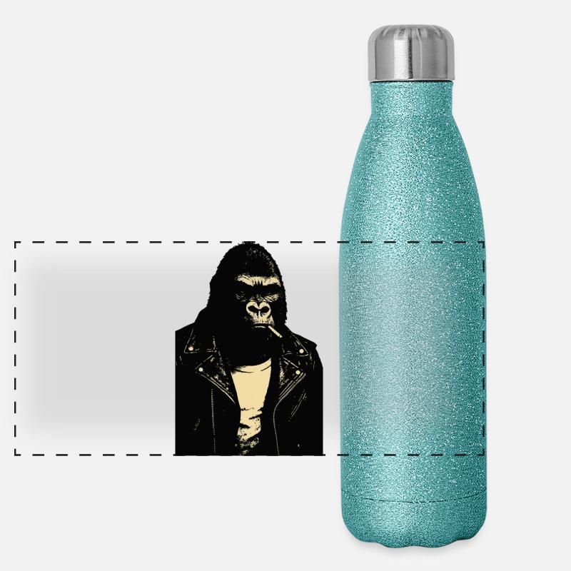 Gorilla Rebel Leather Jacket Panoramic Glitter Thermal Bottle 500 ml
