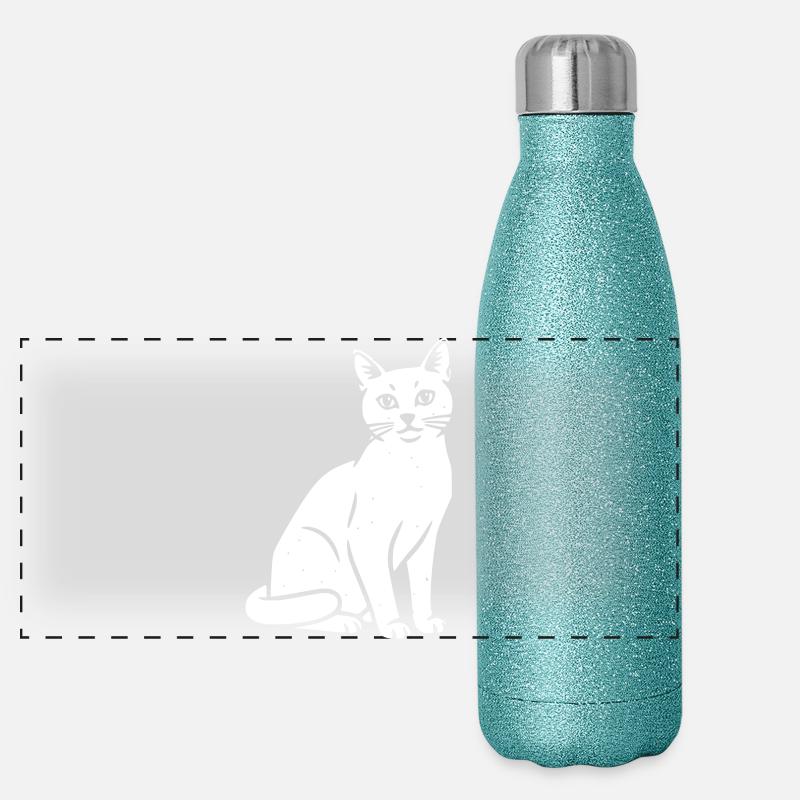 Cat Cats Vector Art Design Panoramic Glitter Thermal Bottle 500 ml