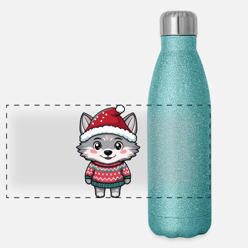 Noël du Loup Gourde isotherme panoramique pailletée 500 ml