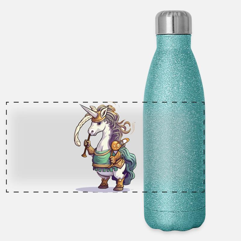 Cornemuses Guerriers Licorne Gourde isotherme panoramique pailletée 500 ml