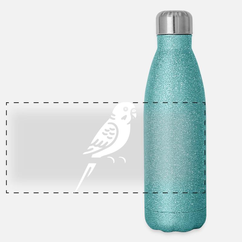 Budgie Bird Pet Vector Panoramic Glitter Thermal Bottle 500 ml