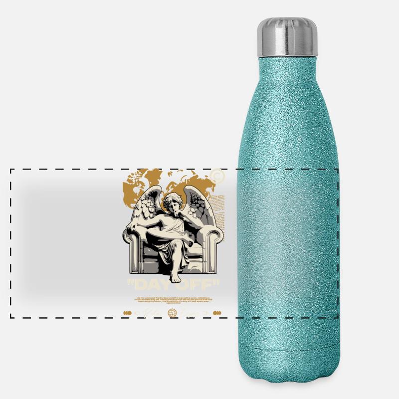 Tag frei Engel auf dem Thron Panorama Glitzer Isolierflasche 500 ml