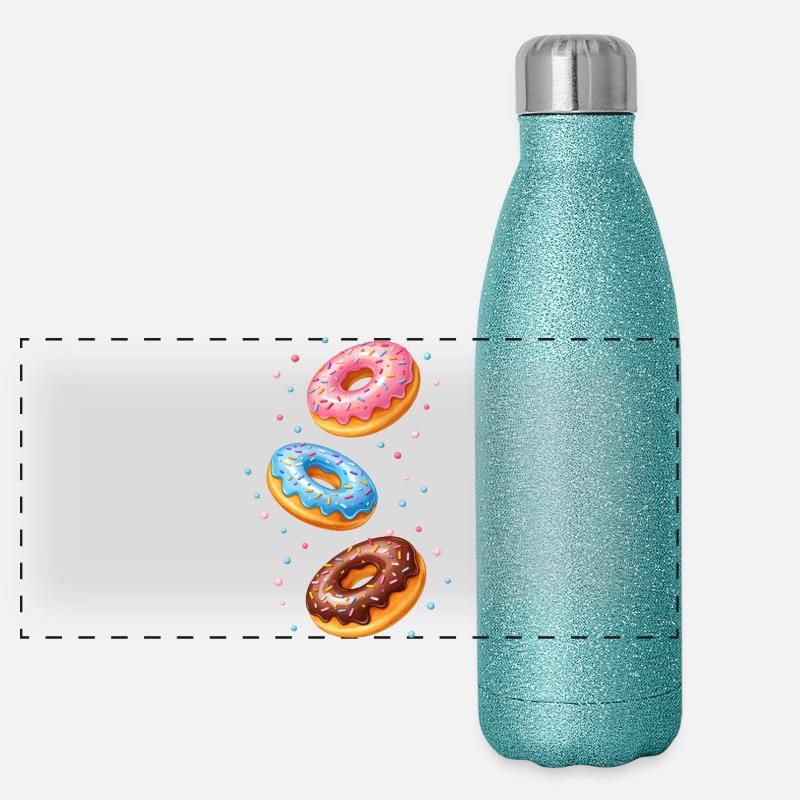 Bunte Donuts Illustration Set   Panorama Glitzer Isolierflasche 500 ml