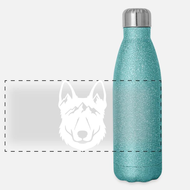 Mountain Wolf Line Art Panoramic Glitter Thermal Bottle 500 ml