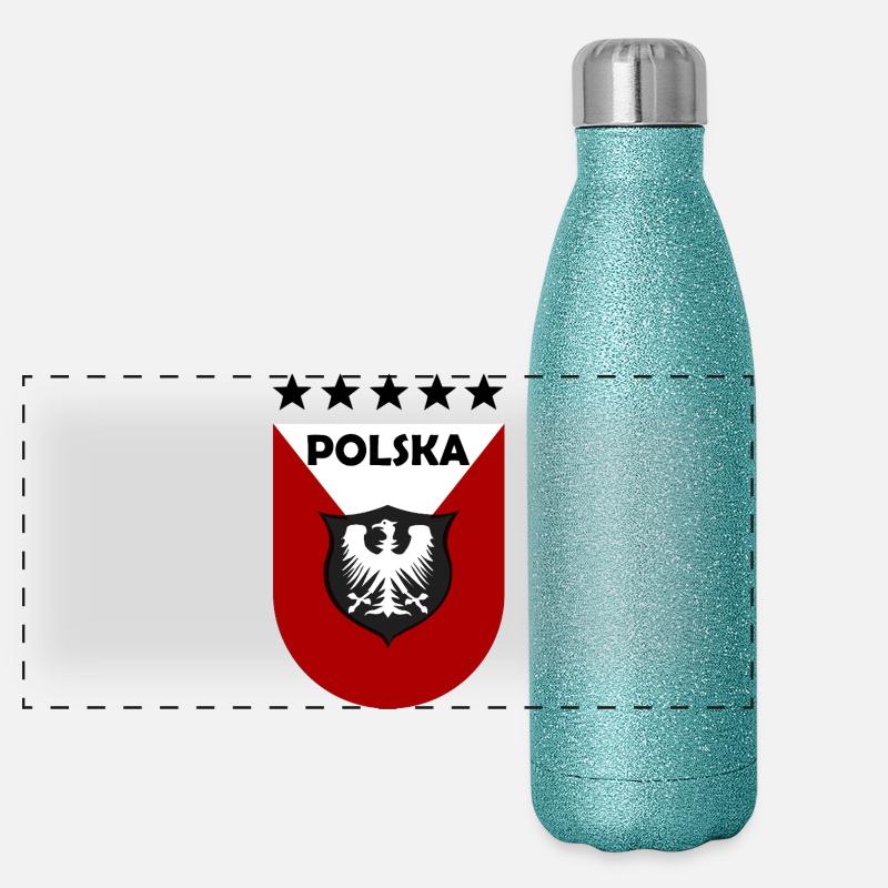 Polnisches Wappen Shield Design Panorama Glitzer Isolierflasche 500 ml