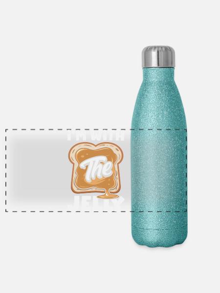 Look Partner Beurre de Cacahuète & Confiture Design - Gourde isotherme panoramique pailletée 500 ml - paillettes bleues - Devant